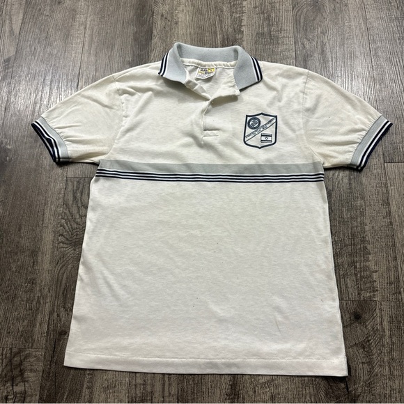 Vintage 70s 80s Velva Sheen Marines Security Guard Detachment Israel Polo Shirt - Picture 1 of 8